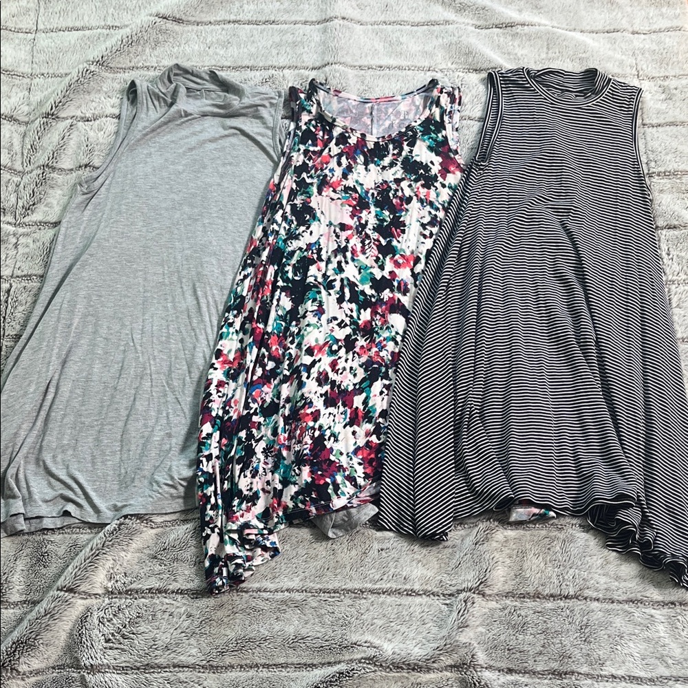 Bundle of 3 Decree Women's Dresses - Gray, Floral, Striped